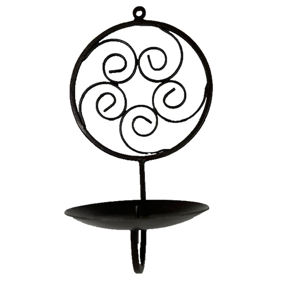Wrought Iron Single Candle Black Wall Sconce Gothic Spiral Metal Candelabra - Picture 1 of 10